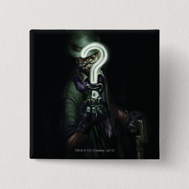 Bóton Quadrado 5.08cm Ilustração Riddler (Frente)
