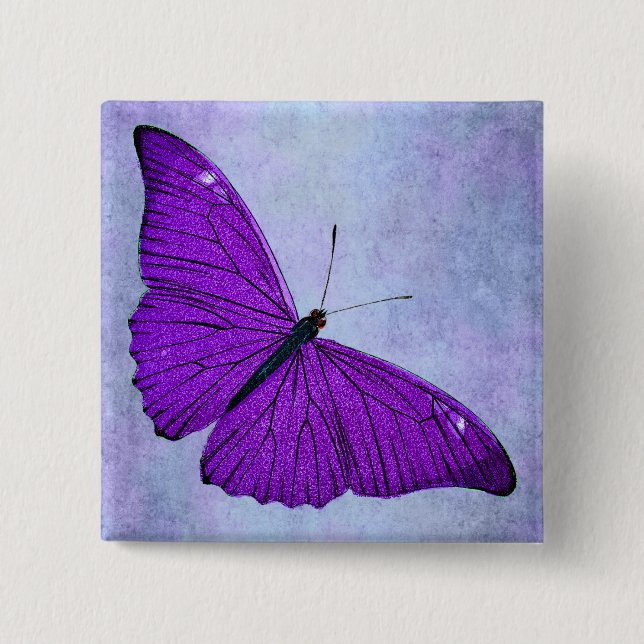 Bóton Quadrado 5.08cm Ilustração roxa escura da borboleta dos 1800s do (Frente)