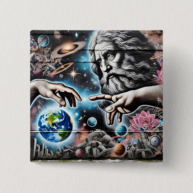 Bóton Quadrado 5.08cm  image of god creating the universe (Frente)