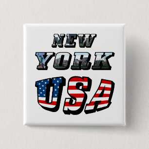 Bóton Quadrado 5.08cm Imagem de Nova York e texto dos EUA