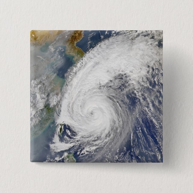 Bóton Quadrado 5.08cm Imagem de satélite de um tufão (Frente)