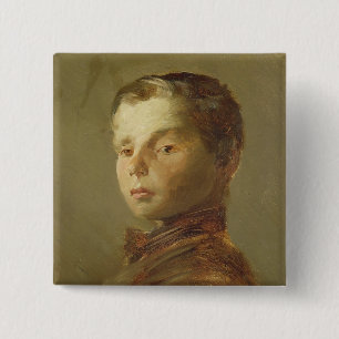 Bóton Quadrado 5.08cm Imagem de um menino, 1875