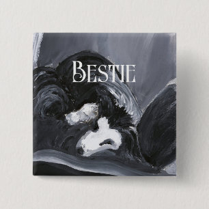 Bóton Quadrado 5.08cm Imagem Personalizada de Collie de Borda
