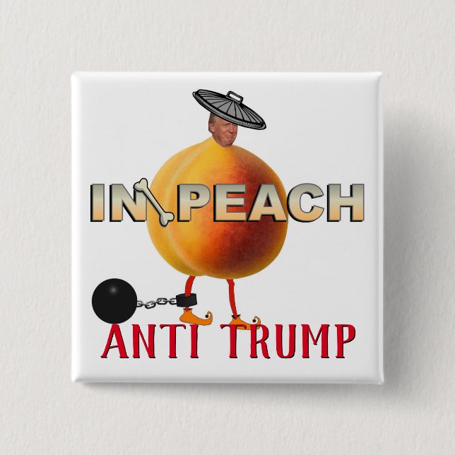 Bóton Quadrado 5.08cm Impeach / Anti Trump, (Frente)