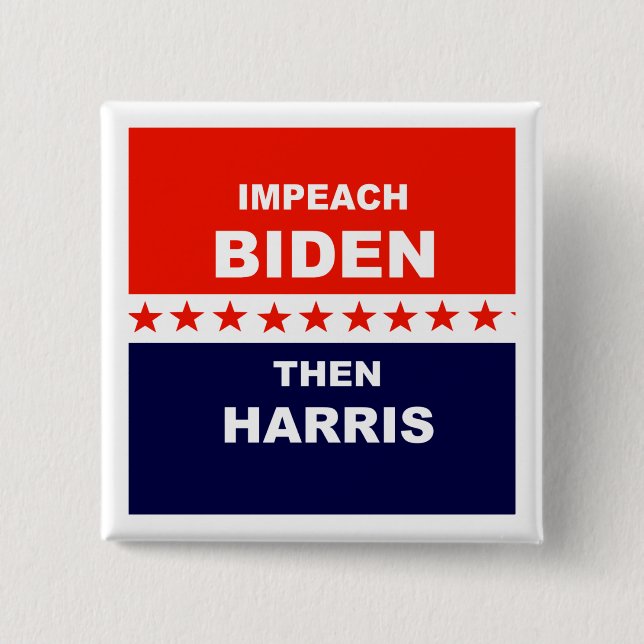 Bóton Quadrado 5.08cm Impeach Biden Than Harris (Frente)