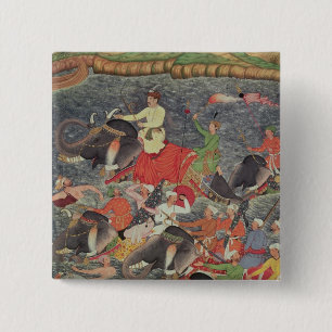 Bóton Quadrado 5.08cm Imperador Akbar que cruza o rio Ganges