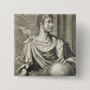 Bóton Quadrado 5.08cm Imperador de D. Octavius Augustus (ANÚNCIO 63 BC