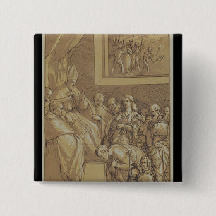 Bóton Quadrado 5.08cm Imperador Henri IV nos pés do papa Gregory