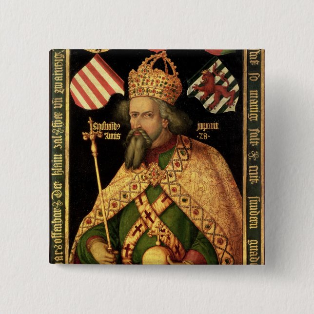 Bóton Quadrado 5.08cm Imperador Sigismund, imperador romano santamente (Frente)