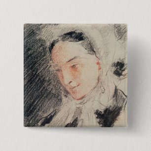 Bóton Quadrado 5.08cm Imperatriz Eugénie (giz preto & vermelho)