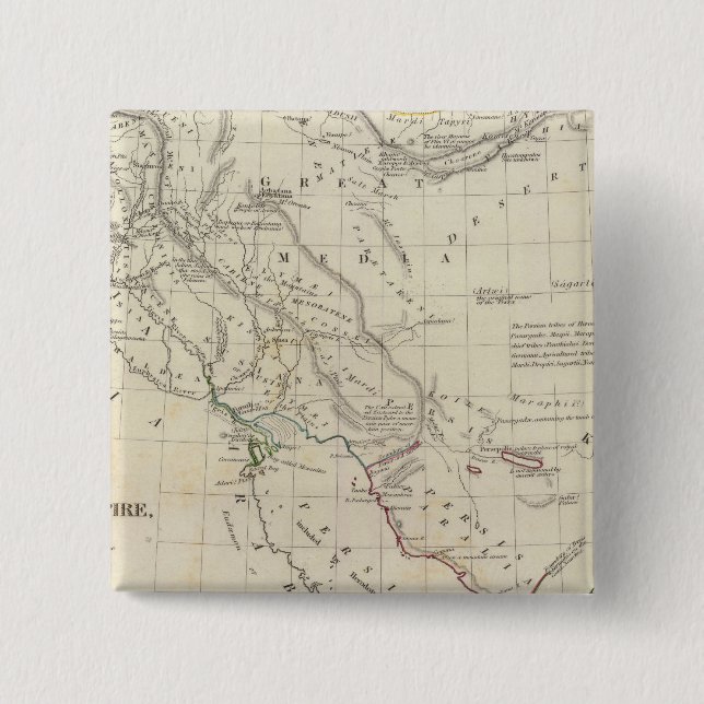 Bóton Quadrado 5.08cm Império Persa, Leste (Frente)