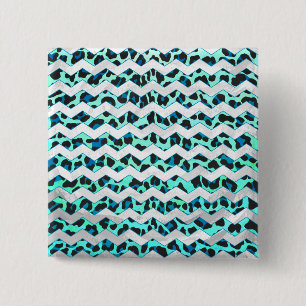 Bóton Quadrado 5.08cm Impressão de Leopard Black and Teal