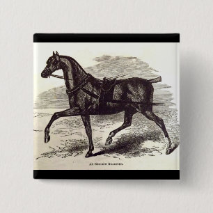 Bóton Quadrado 5.08cm impressão do século 19 Um cavalo de galeria inglês