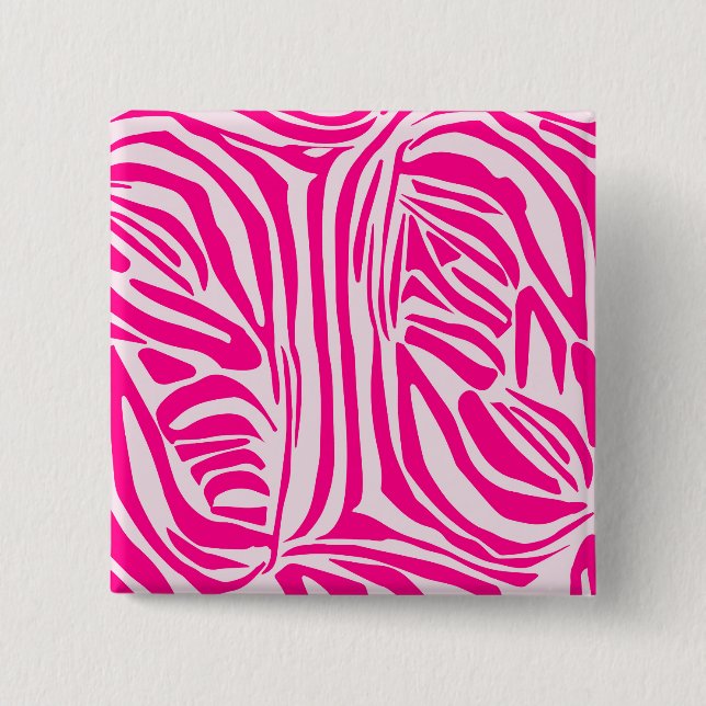 Bóton Quadrado 5.08cm Impressão zebra rosa (Frente)