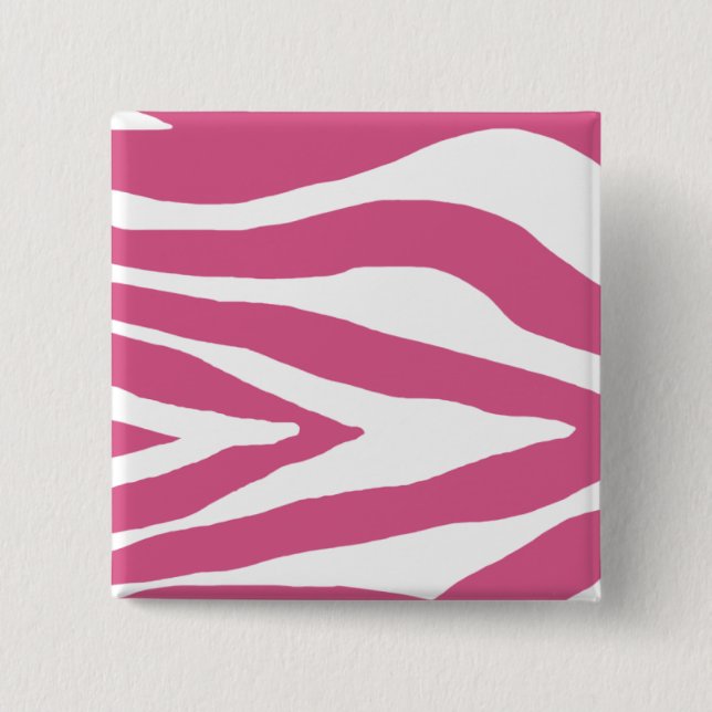 Bóton Quadrado 5.08cm Impressão Zebra Rosa (Frente)