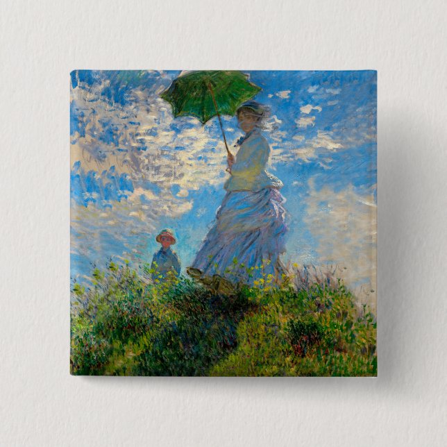 Bóton Quadrado 5.08cm Impressionismo de Monet Woman (Frente)