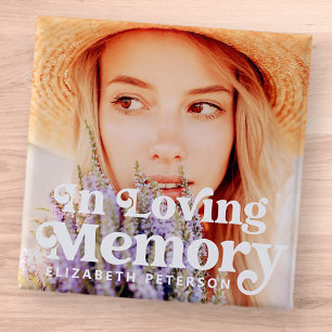 Bóton Quadrado 5.08cm In Loving Memory Simple Custom Photo Memorial
