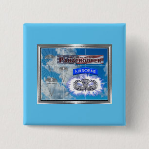 Bóton Quadrado 5.08cm Incrível Paraquedista Americana e Bandeira