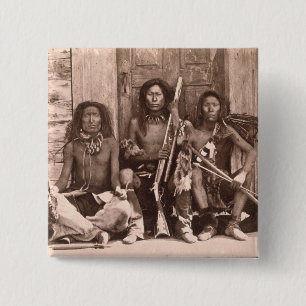 Bóton Quadrado 5.08cm Indianos de Spokane, 1861 (foto de b/w)