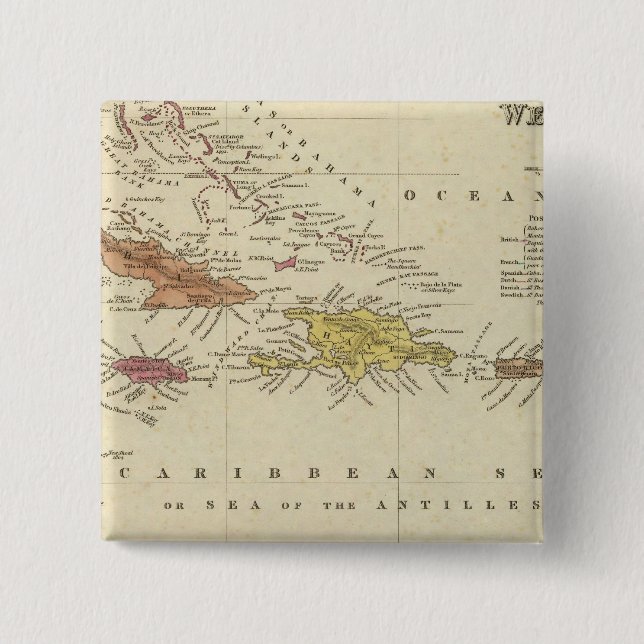 Bóton Quadrado 5.08cm Índias Ocidentais 14 (Frente)