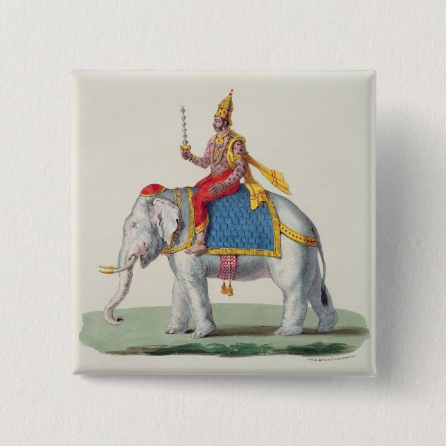 Bóton Quadrado 5.08cm Indra ou Devendra, de "do francaise L'Inde…", (Frente)