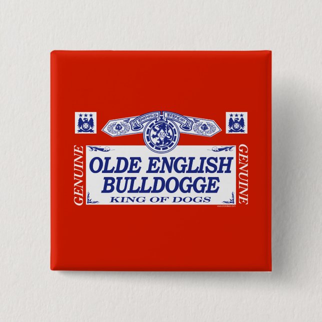 Bóton Quadrado 5.08cm Inglês Bulldogge de Olde (Frente)