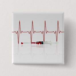 Bóton Quadrado 5.08cm Injeção com Corações Vermelhos