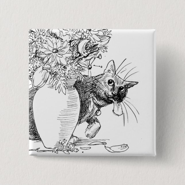 Bóton Quadrado 5.08cm Instigador - botão pernicioso do gato (Frente)