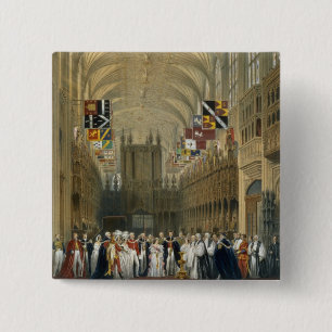 Bóton Quadrado 5.08cm Interior da capela de St George, 1838 (litho da
