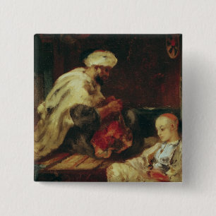 Bóton Quadrado 5.08cm Interior da oficina de um alfaiate árabe