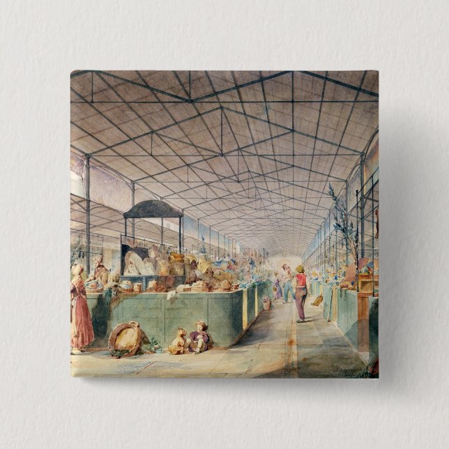 Bóton Quadrado 5.08cm Interior de Les Halles, 1835 (Frente)