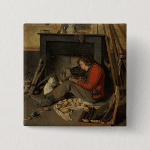 Bóton Quadrado 5.08cm Interior de um estúdio, 1845 (óleo em canvas)