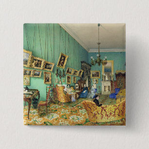 Bóton Quadrado 5.08cm Interior de uma sala de visitas, 1847