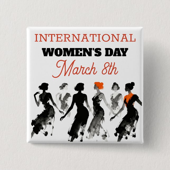 Bóton Quadrado 5.08cm International Women's Day | Celebrating Women (Frente)