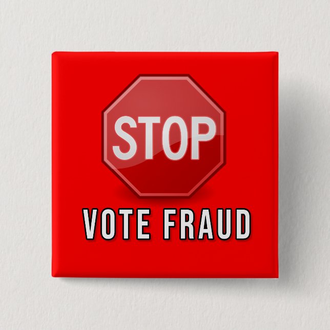 Bóton Quadrado 5.08cm Interromper Fraude De Votação (Frente)