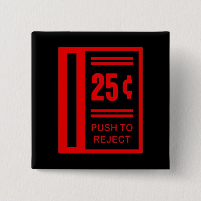 Bóton Quadrado 5.08cm Introduza a moeda para jogar o jogo de vídeo da (Frente)