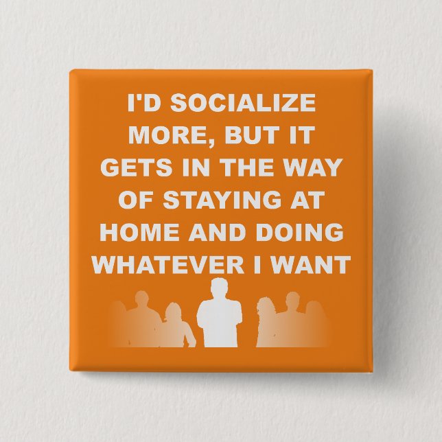 Bóton Quadrado 5.08cm Introvert o Pin engraçado do crachá do botão da (Frente)