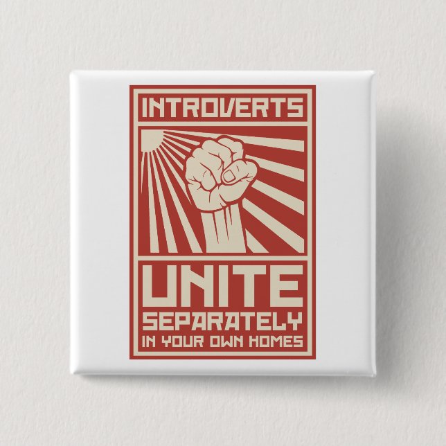 Bóton Quadrado 5.08cm Introverts unem-se separada em suas próprias casas (Frente)