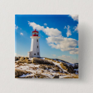 Bóton Quadrado 5.08cm Inverno do farol na angra de Peggy, Nova Escóci
