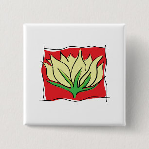 Bóton Quadrado 5.08cm Ioga da flor de Lotus