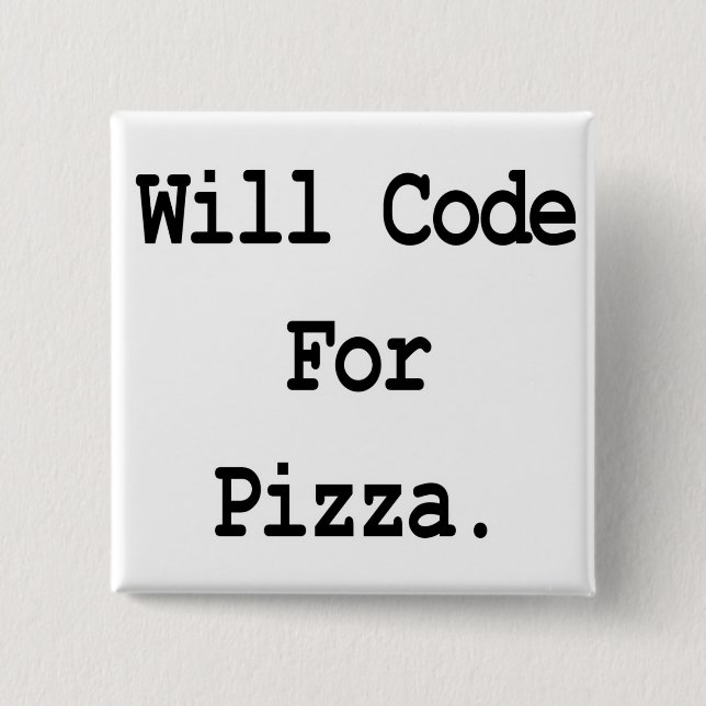Bóton Quadrado 5.08cm irá codificar para pizza (Frente)