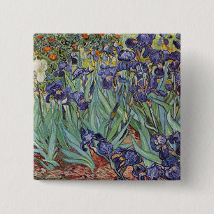 Bóton Quadrado 5.08cm Íris de Van Gogh Pintura Impressionista