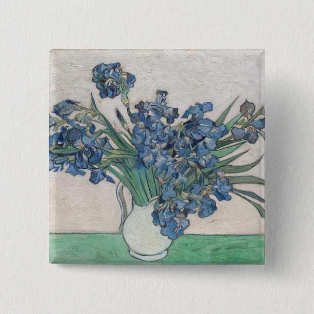 Bóton Quadrado 5.08cm Íris de Vincent van Gogh |, 1890 (Frente)