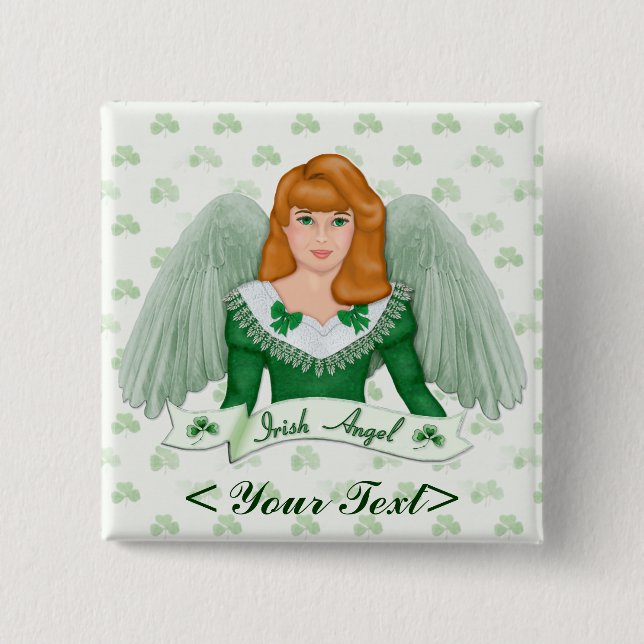 Bóton Quadrado 5.08cm Irish Angel e Banner (Frente)