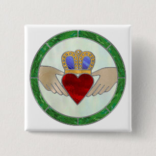Bóton Quadrado 5.08cm Irish Claddagh