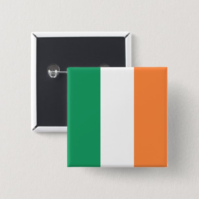 Bóton Quadrado 5.08cm Irish National Flag, Irish Standard, Banner (Frente & Verso)