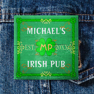 Bóton Quadrado 5.08cm Irish Pub Cria o seu próprio verde personalizado