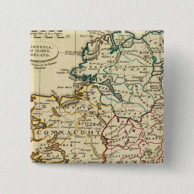 Bóton Quadrado 5.08cm Irlanda com limites definidos (Frente)
