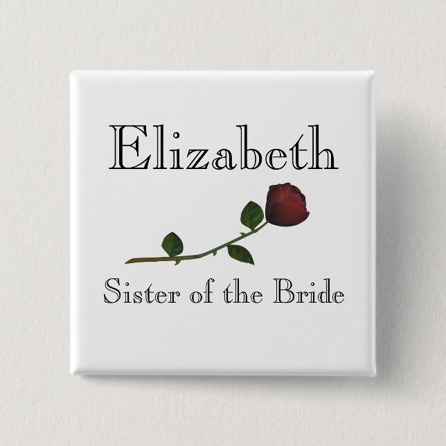 Bóton Quadrado 5.08cm "Irmã da noiva" - vermelho provindo por muito (Frente)