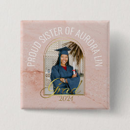 Bóton Quadrado 5.08cm Irmã Moderna Orgulhosa do Graduado Foto Personaliz